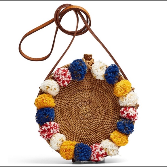 Cleobella Handbags - Cleobella Pom Pom Williamsburg Crossbody Basket Bag